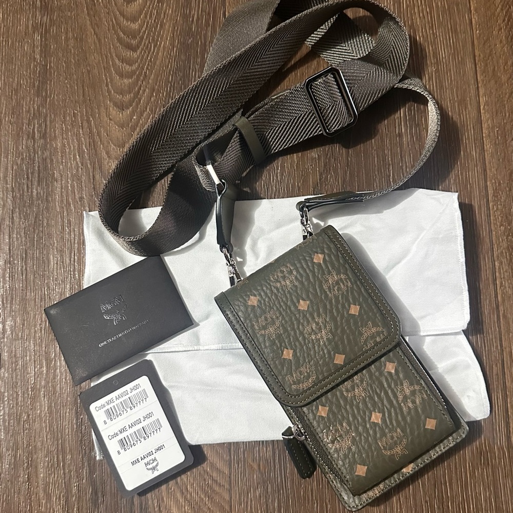 MCM Visetos Crossbody Phone Wallet